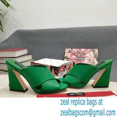 Dolce  &  Gabbana Heel 11cm Mules Calfskin Green with Geometric Heel 2022